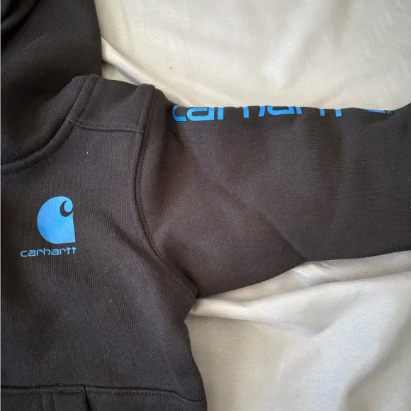 Carhartt Kids Black Zip Hoodie with Bright Blue Logo - Picture 6 of 7